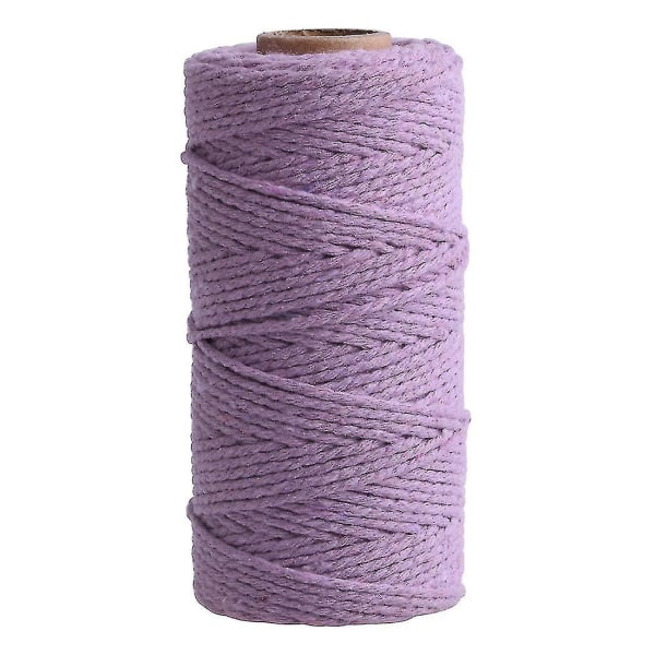 2 mm 100 m bomuldssnor 8-lags ensfarvet julepynt tråd til gør-det-selv-håndværk Gaveindpakning Light purple 1 Pack