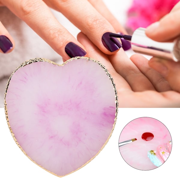 Delikat Harts Hjärta Styling Nagelkonst Palett Färgglad Målarfärg Färg Skål (lila)