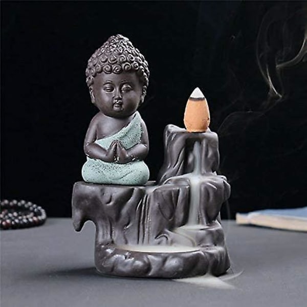 Lille Buddha-kegle Røgelsebrænder Keramisk Backflow Røgelsespindeholder Green