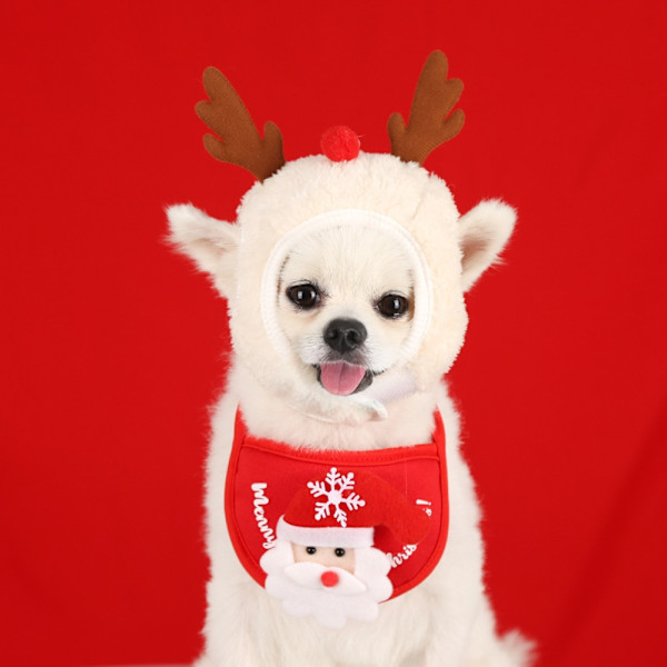 Hund og kat julehue Scarf Haklapper Julekostume Kæledyrstilbehør til jul og fødselsdagsfest