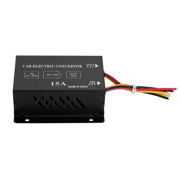 Bil Lastbil 15A 180W DC 24V til 12V Strømomformer Elektrisk Spændingsreducer Step Down Transformer