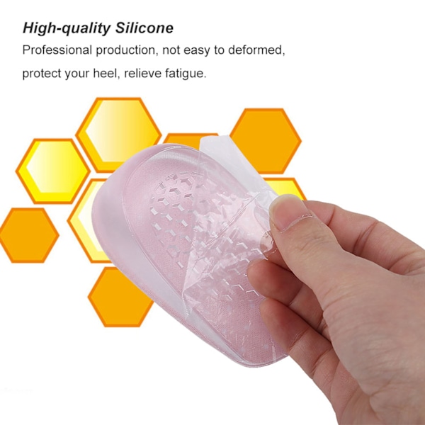 2,5 cm silikongel vidhäftande innersulor Höjd Öka foten Orthotic Arch Support Hälskydd Rosa