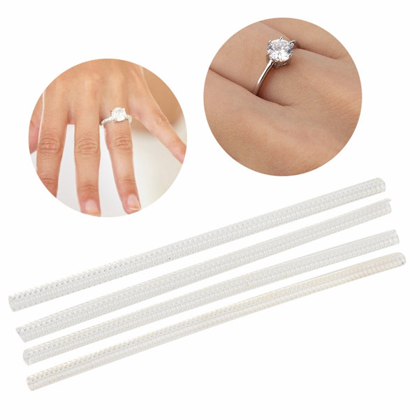4st Plast Transparent Ring Storlek Adjuster Guard Spännare Smycken Resizing Tool (Large)