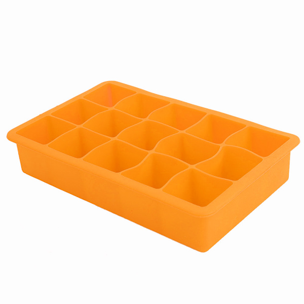 15 rutnät silikon isbricka DIY iskuber Mögelmaskin för hem kök Bartillbehör Orange