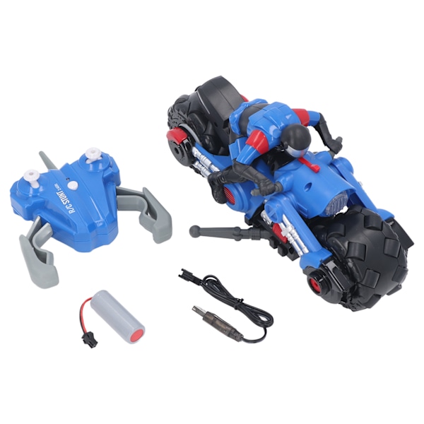 1/10 RC Motorcykel Legetøj Fjernbetjening Drift Stunt Motorcykel til Børn Over 6 År Blå
