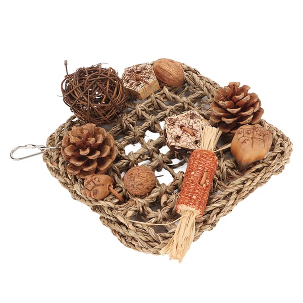 Bird Climbing Net Rattan Ball Pine Cone Corn Cobs Nuts Straw Rope Parrot Woven Net for Parrot Cage Accessories