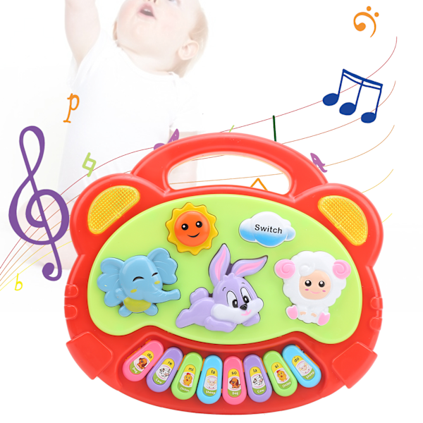 Dyremønster Baby Musik Legetøj Børn Læring Pædagogisk Musik Legetøj med Lys Rød