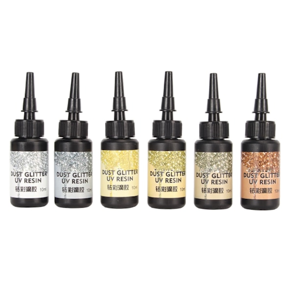 6 stk. Farget UV-resin 10 ml hver pennformet hurtigherdende aluminiumsfolieforsegling UV-lim for DIY smykkekunst gul serie
