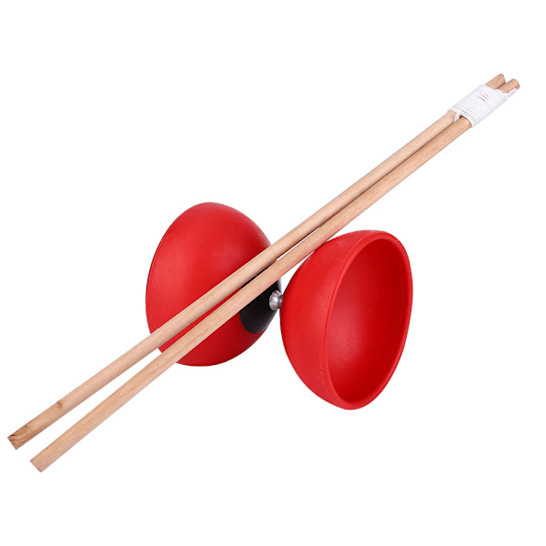 Trippellager Diabolo Set Kinesisk Yoyo med färgade Diablolo Sticks (röd)