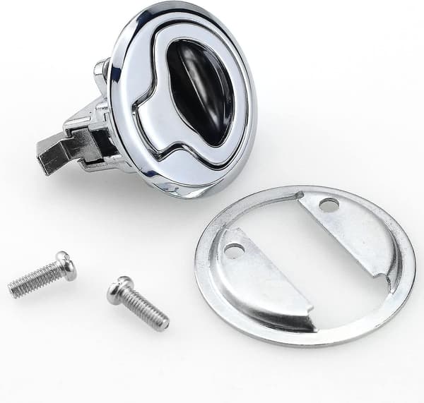 Rustfrit Stål Flush Pull Lugelås Slam Lås Bådlugelås Flush Pull Lås Kompatibel RV Marine Båd RV 1,5 Tommer Sølv
