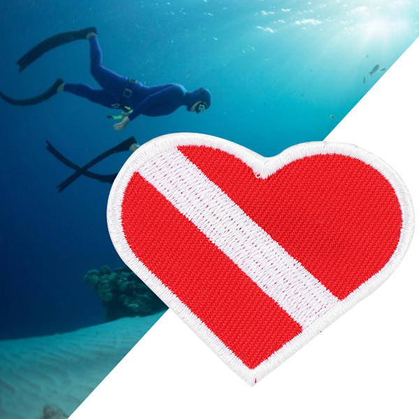Hjärtformad Scuba Diving Brodery Patch Dyk Badge Väst Väska Cap Patches
