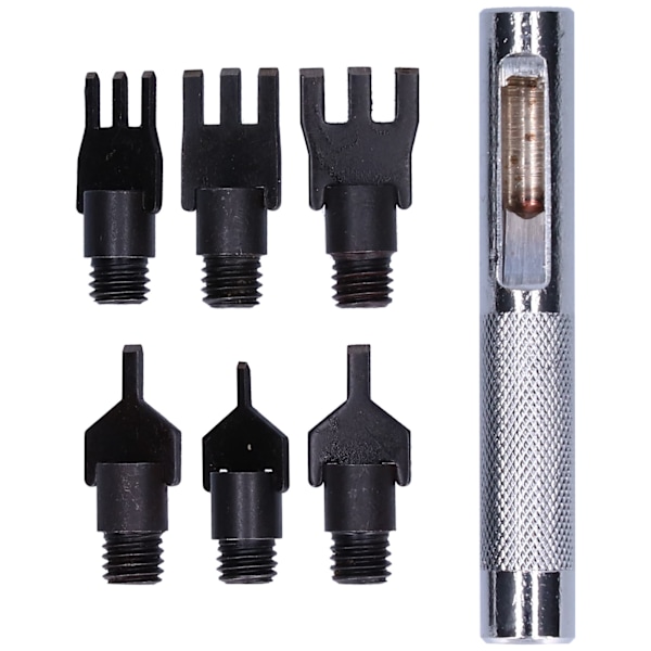Leather Punch Set Metal Replaceable Flat Chisel Bit Hole Punching Tool with Handle