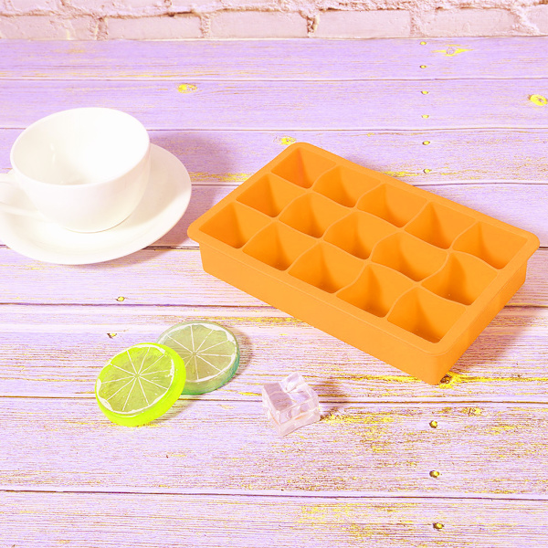 15 rutnät silikon isbricka DIY iskuber Mögelmaskin för hem kök Bartillbehör Orange