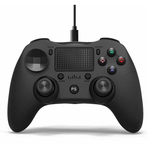 Dubbel joystick gamepad PS4 gamepad med pekplatta Kompatibel med PS4/ Pro/Slim, svart kabel