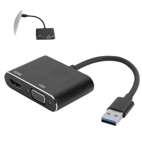USB3.0 til VGA/HDMI-adapter Strømkonverter Display Expansion Dock Computertilbehør