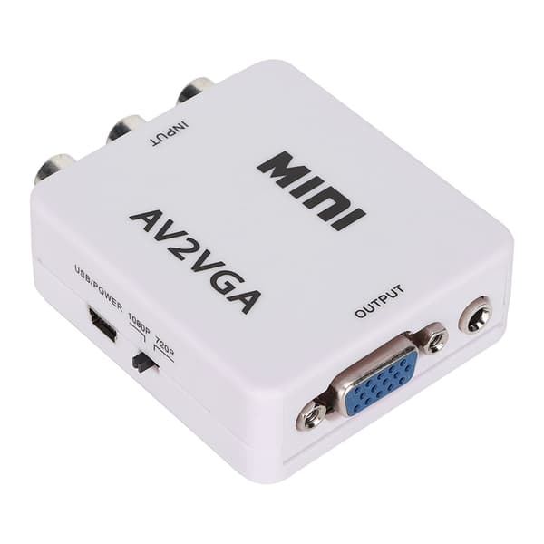 Mini komposit AV til VGA-adapter TV-boks Audio Video Konverterer - Hvit
