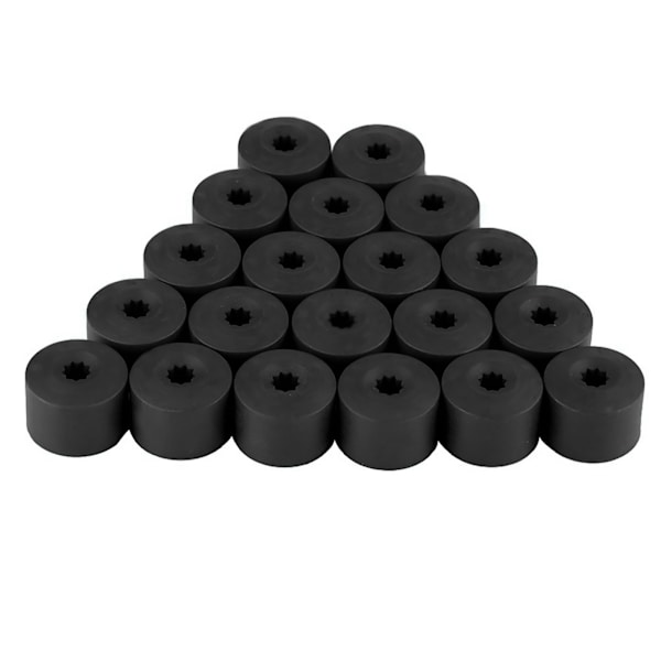 20 st 17 mm Muttrar Bilhjul Navskruv Skydd Stöldskyddsskydd Kapsel Svart
