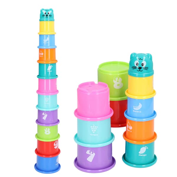 Stapling Cups Toy Numbers Fruits Learning Different Colors Educational Bathtub Stacking Cup Toy