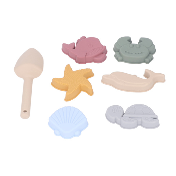 Silikon Beach Bucket Toy Set Interactive Lättvikt Portable Kids Beach Toys Set för Summer Beige