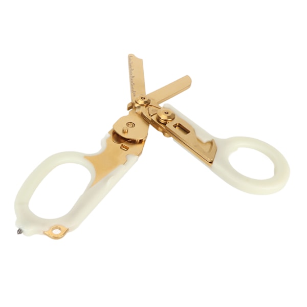 Emergency Response Sax med Glas Breaker Rostfritt stål Plast Luminous Handtag Vikbar Trauma Sax for Outdoor Golden