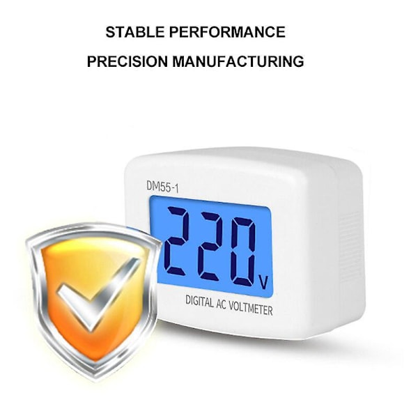 Digital LCD Voltmeter Panel Spänningstestare EU-kontakt - DM55-1 (220V, Blå bakgrundsbelysning)