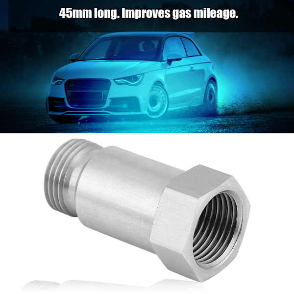 2-pack O2 rostfritt stål syresensorproppadapter förlängningsförlängare M18-1,5 x 45 mm