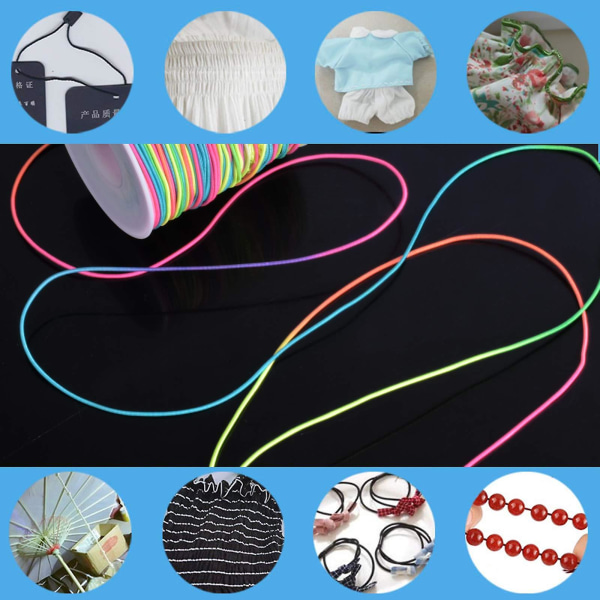 1,2 mm färgglad elastisk sladd, pärlsnöre, regnbågsfärgad stretchsnöre, elastisk tråd, smyckessnöre 85 M