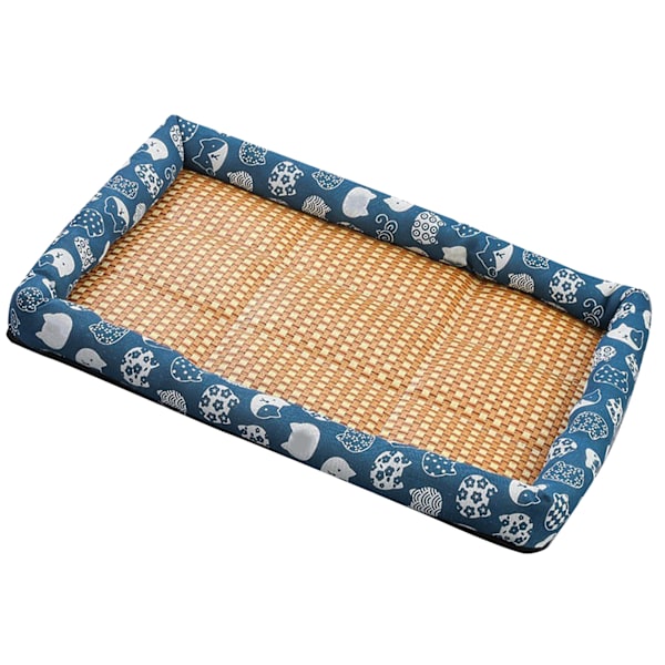 Husdyrs Sommermåtte Vine Vævet Linned Opfriskende Åndbar Blød Komfortabel Hund Kat Køleseng Blå 60x45cm/23,6x17,7in (Foreslået 10 kg)
