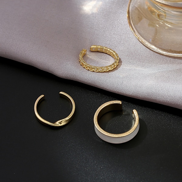 3 st Fingerring Dammode Personlighet Trend Justerbara öppna ringar Dagliga matchande dekorationer Guld One Size