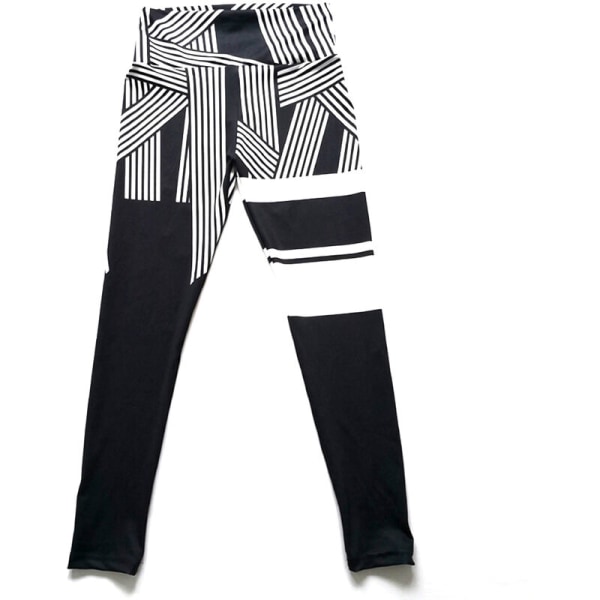 Spot new Ebay stripe digital print hip high waist fitness yoga leggings women Vit, modell:Vit XL