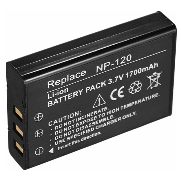 NP-120 erstatnings genopladeligt batteri 1700mAh til Ordro Andoer D395/AC3/AC5 videokameraer, model: Sort