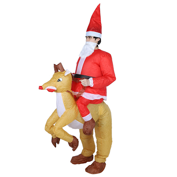 Joulupukki piirretty puhallettava puku Halloween-festivaaleille Juhlakoriste Joulupukki hirven kanssa X121