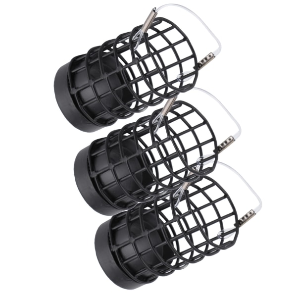 3 stk. Fiske Agnsbur Hollow Rustfrit Stål Fodring Lokkefælde Tackle Tilbehør Sort 40g