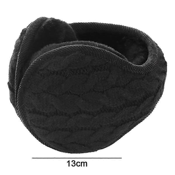 Varma stickade öronvärmare Vikbara Öronmuffar Vinteröronmuffar Unisex Black