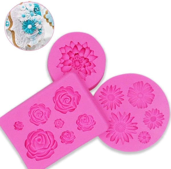 3D silikoneform Kompatibel med kagedekoration (blomst)