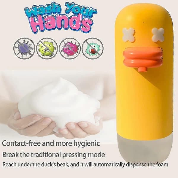 Automatisk sæbedispenser, genopladelig skummende sæbedispenser, vandtæt IPX4, Bubble Duck sæbedispenser