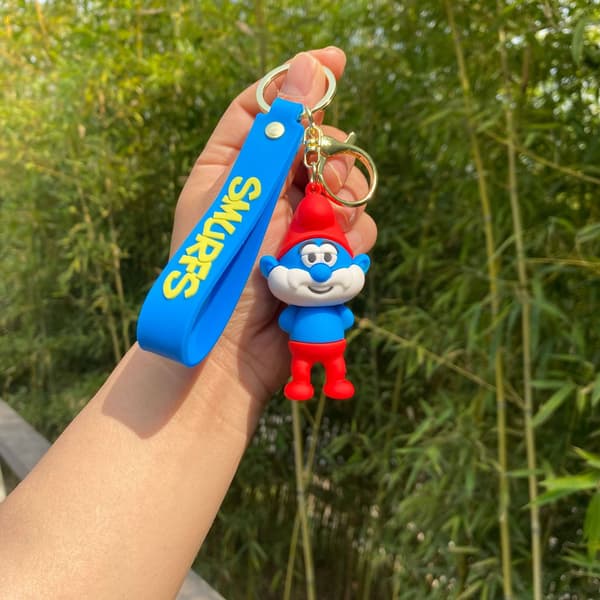 Söt tecknad smurfdocka nyckelring (f2) 1