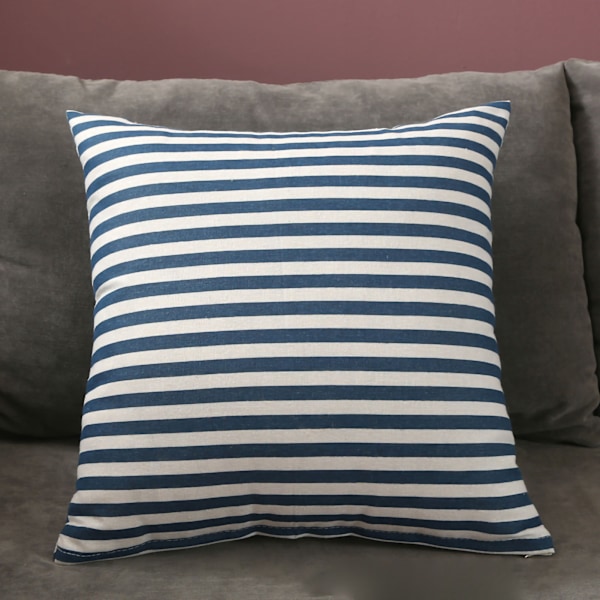 Hjem Pudebetræk Sofa Pude Tilbehør Linned Nordisk Stil Daglig Brug Hjemtekstiler Blå Striber 45x45
