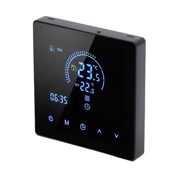 16A digital termostat med LCD-skærm Programmerbar termostat Elektrisk varmetermostat til hjemmekontor Hotel AC 90V‑240V Sort WiFi