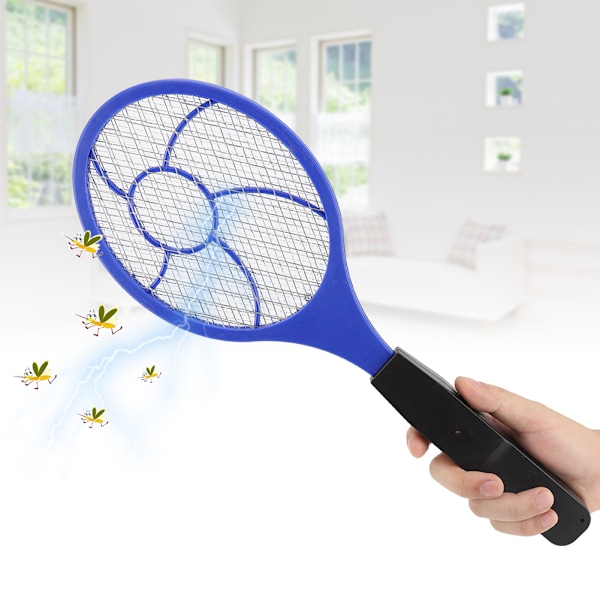 Tre lager Elektrisk flugmyggsmällare Bug Zapper Racket Insektsdödare (blå)