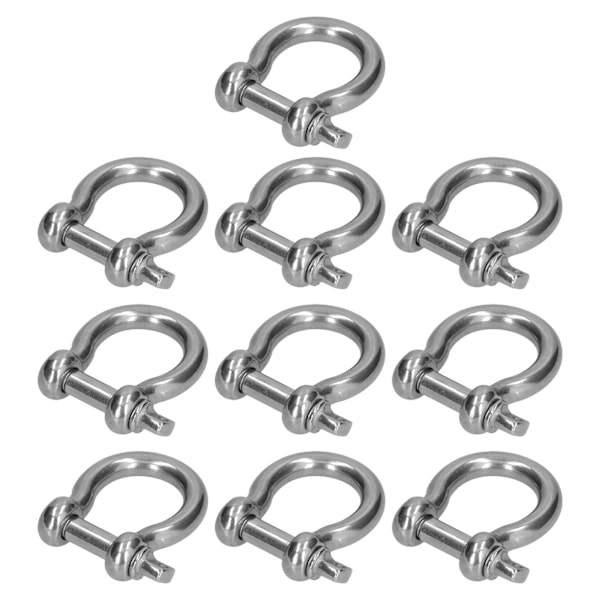 Skruvestift Ankere Shackle Bågform 304 Rustfritt Stål Kjede Wire Rope Tilkobling Løfteverktøy 10 stk M6