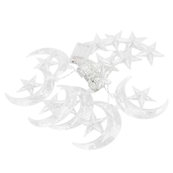 Star Moon String Lights 3.3yd 126LED dekorativa String Lights för Ramadan Festival Bröllopsfest Hemmaterrass Fönster Trädgård