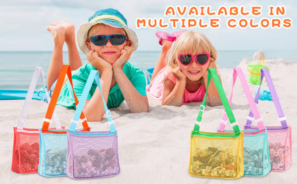 Strandleker Mesh Beach Bag Barn Skjell Samleveske Strandsandleker[LD]