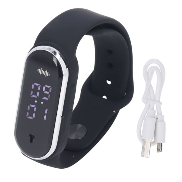 Anti Mosquito Armband Watch Silica Gel USB Uppladdningsbart Ultraljud Myggmedelsarmband för Outdoor Black
