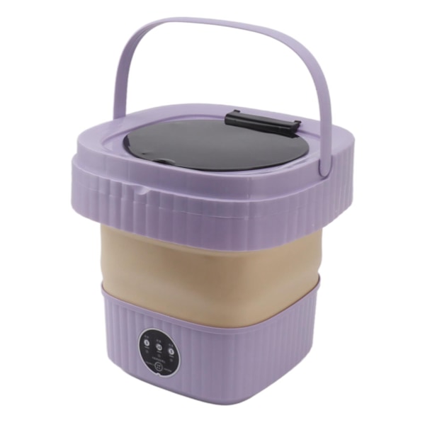 6L Mini Bærbar Vaskemaskine Foldbar Automatisk Mini Tøjvask med Soft Spin Tør 100‑240V Lilla EU-stik