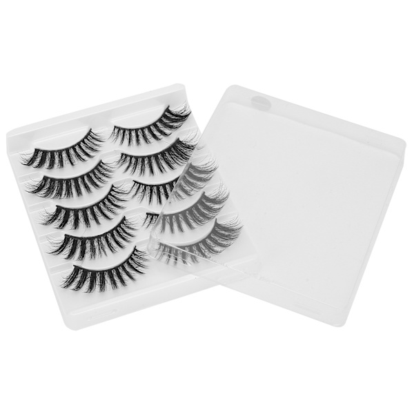 5 par professionella tjocka lockiga lösögonfransar Date Makeup Portable lösögonfransar Set011