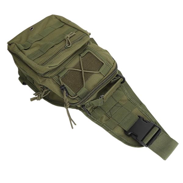 Sling Bag Flerlagers Förvaring Bröstväska Canvas Sling Ryggsäck för Cykling Vandring Camping Resor OD Grön