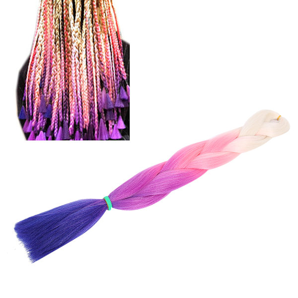 Jumbo flettehår Hvit Rosa Lilla Mørkblå Gradient Farge Syntetisk Twist Fletter Hårextensions