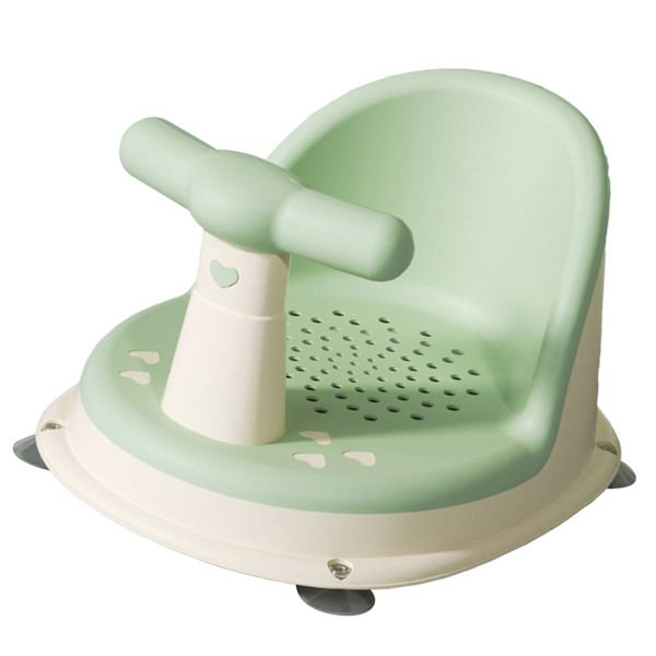 Babybadsits Justerbar Ergonomisk Förhindra halka Spädbarnsbadkarssits Badstol med starka sugkoppar Grön