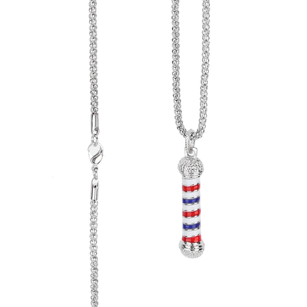 Barber Shop Turn Light Lamp Pendel Halsband Speciellt unikt tillbehör Silver